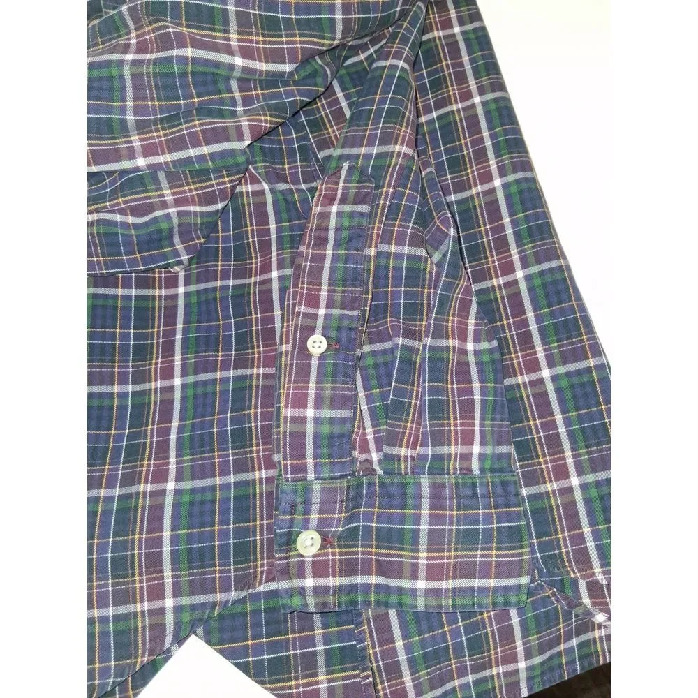 Ralph Lauren Classic Fit Shirt Men's XL Dark‎ Red Multicolor Plaid Button Up
